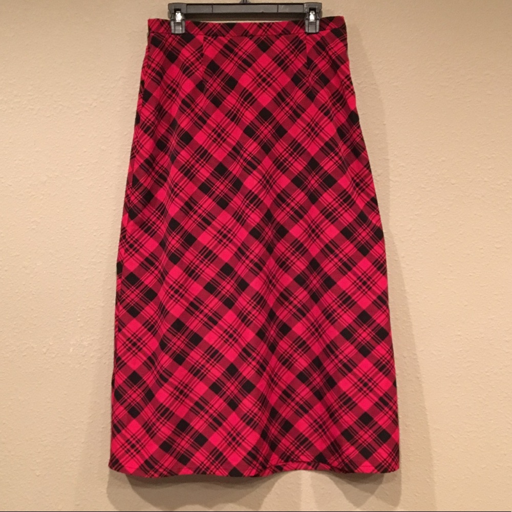 Breckenridge Red Plaid Full Length Skirt
